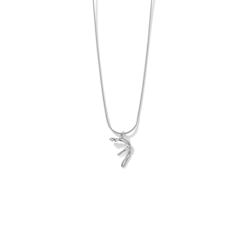 LETTER ㅋ CONSONANT SILVER NECKLACE