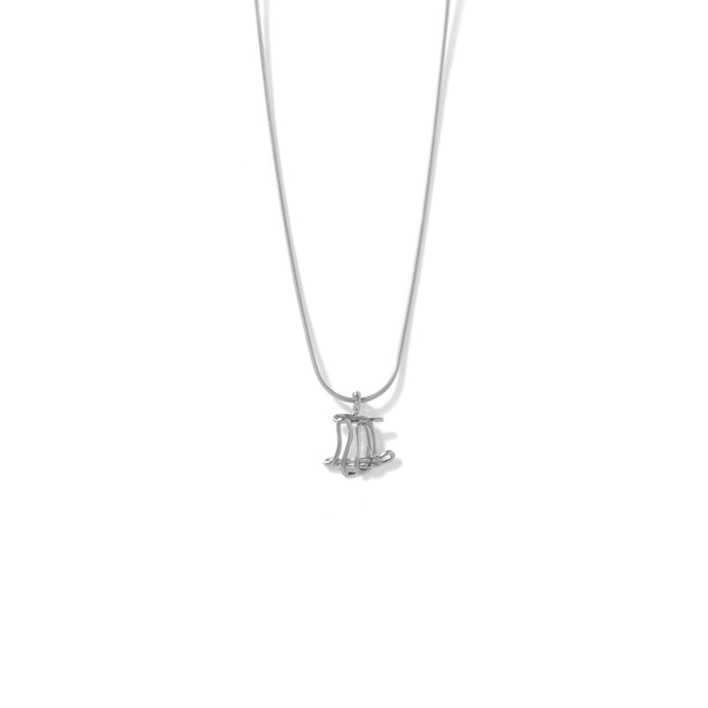 LETTER ㅍ CONSONANT SILVER NECKLACE