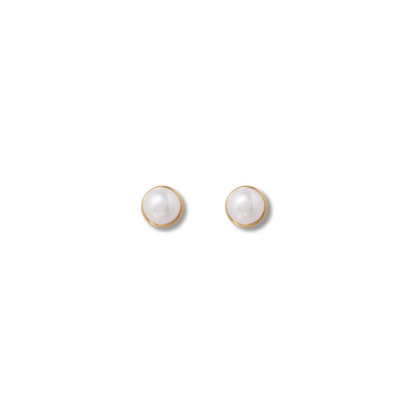 COLD WHITE 4mm PEARL GOLD EARRINGS