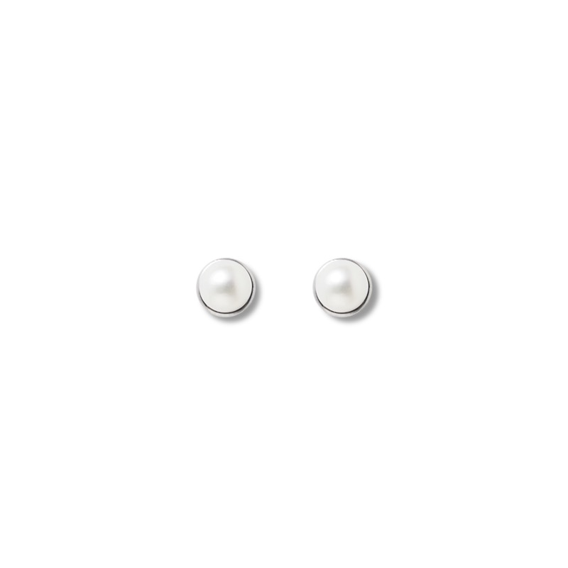 COLD WHITE 4mm PEARL EARRINGS