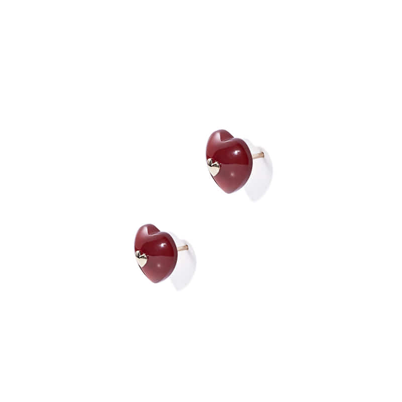 VERY VINTAGE TINY RED HEART EARRINGS