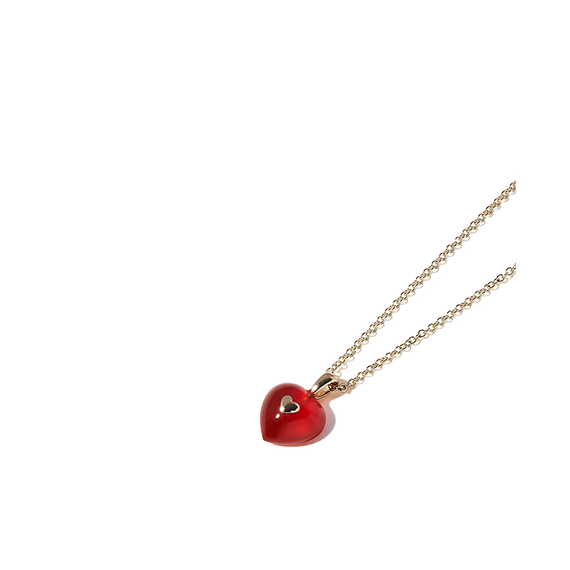 VERY VINTAGE TINY RED HEART PENDANT NECKLACE