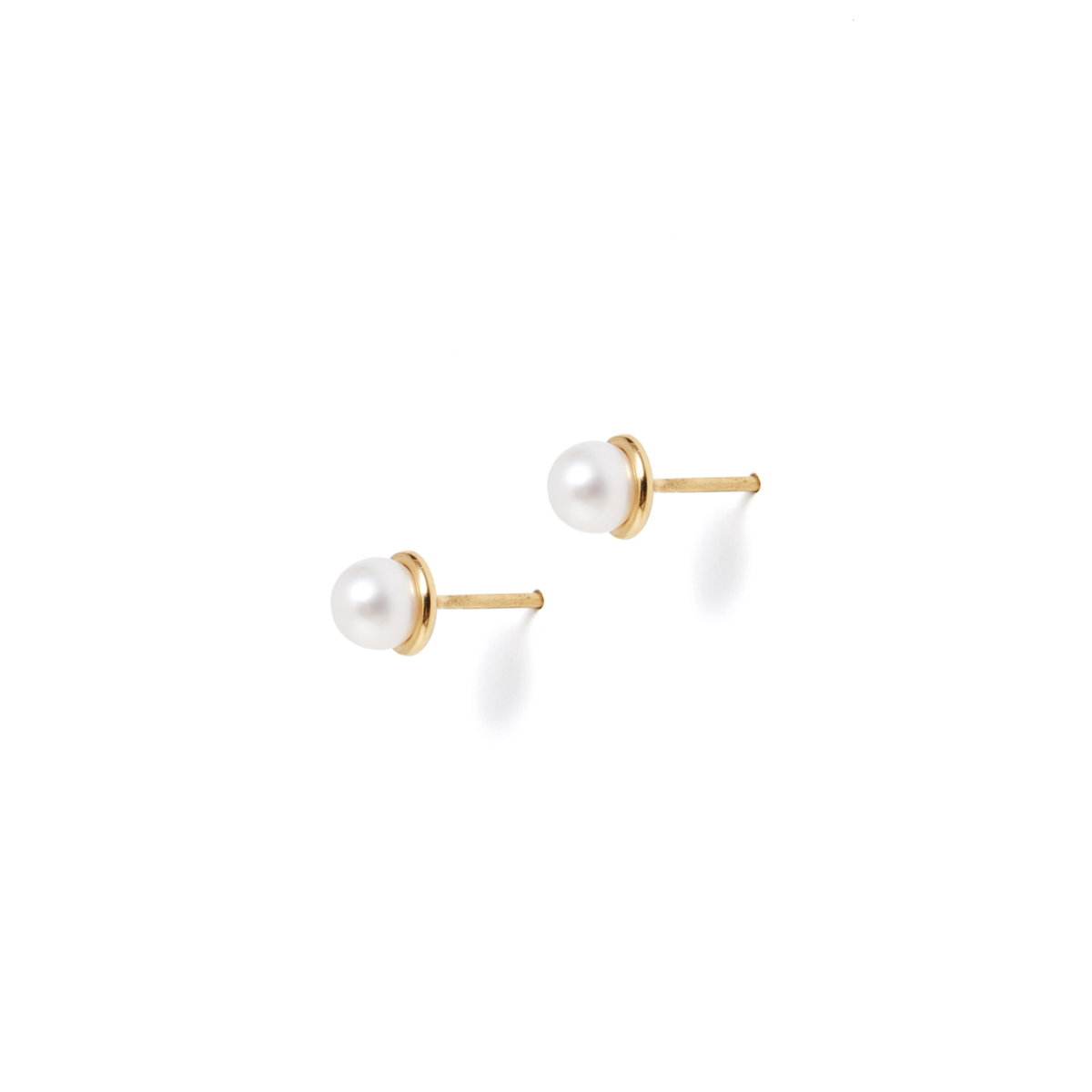 COLD WHITE 4mm PEARL GOLD EARRINGS