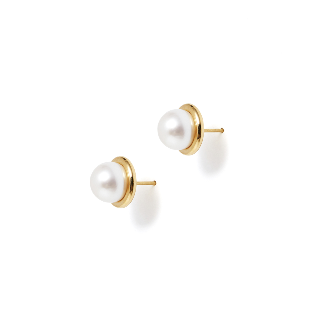 COLD WHITE 8mm PEARL GOLD EARRINGS