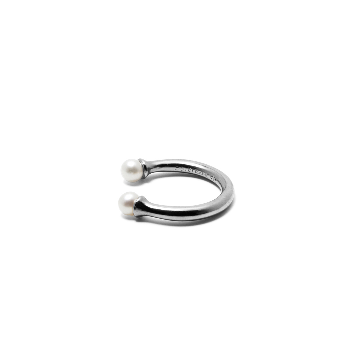COLD WHITE 4mm DOUBLE PEARL OPEN RING