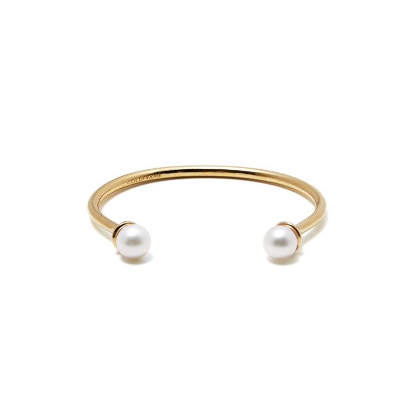 COLD WHITE DOUBLE PEARL OPEN GOLD BRACELET