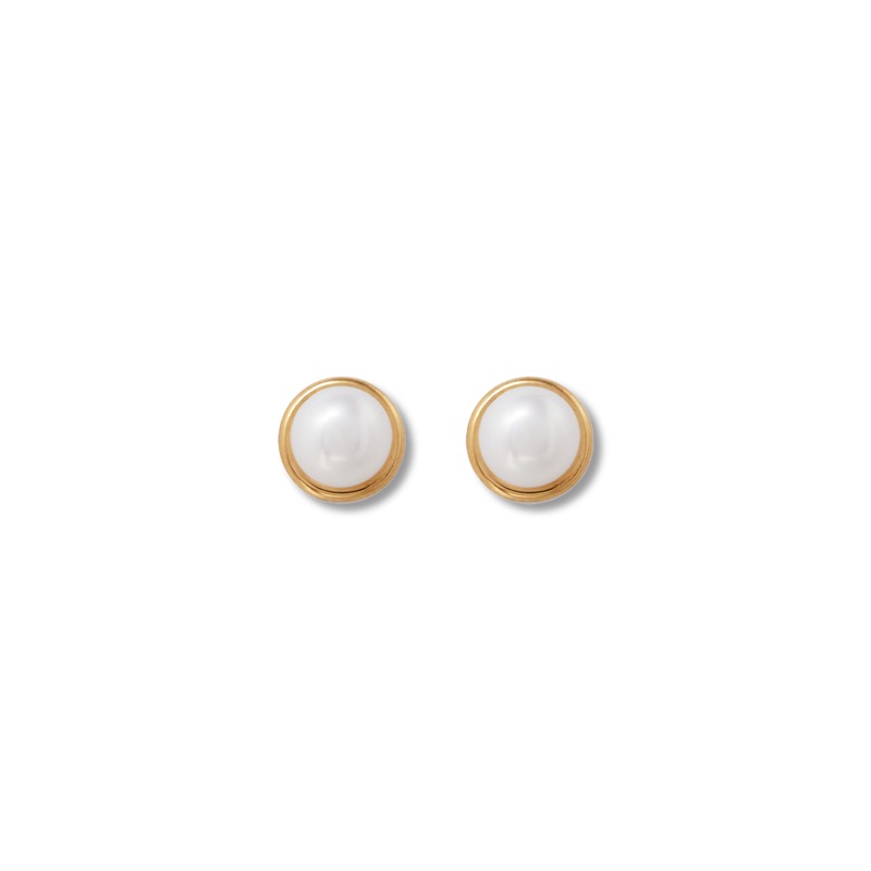 COLD WHITE 6mm PEARL GOLD EARRINGS
