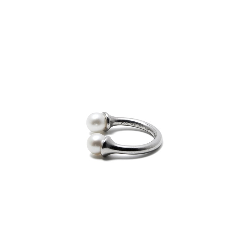 COLD WHITE 6mm DOUBLE PEARL OPEN RING