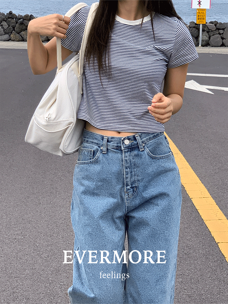 [evermore] 스트라이프 크롭 티셔츠 (2color)