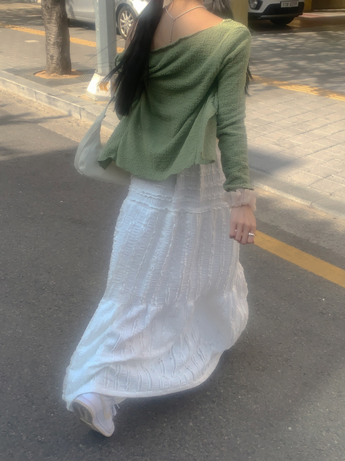 LACE EMBROIDERY FRILL LONG SKIRT
