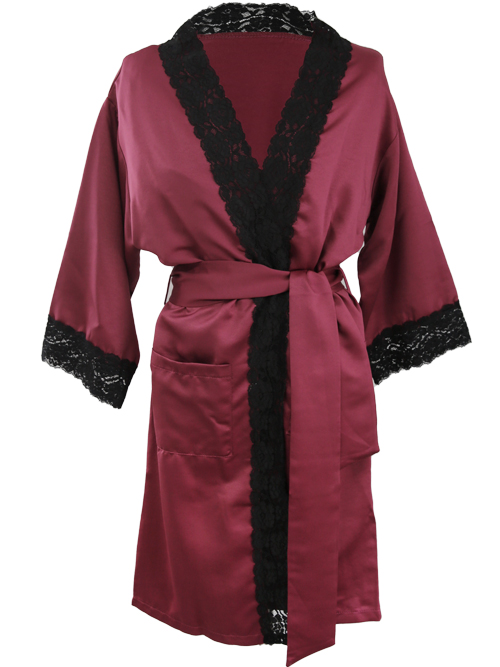 ❀FEMMEMUSE ROSE❀ {LIMITED COLLECTION} FEMME ROMANTIQUE LACE ROBE CARDIGAN(BURGUNDY)