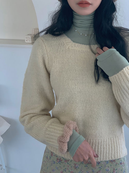 EDEN WOOL SQUARE CROP KNIT(IVORY, MINT, YELLOW, SKYBLUE, VIOLET 5COLORS!)