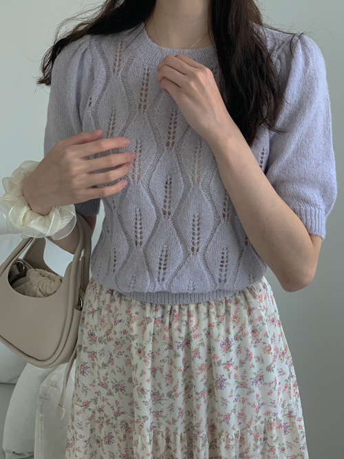 DIA PUNCHING PUFF KNIT TOP(IVORY, SKYBLUE, VIOLET 3COLORS!)