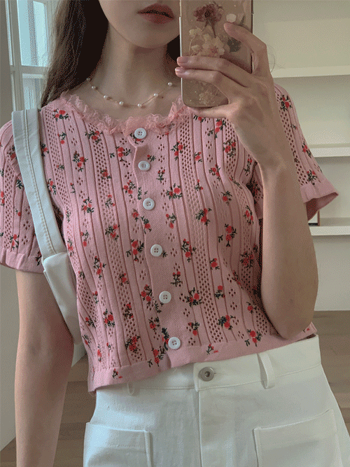 BABY LACE FLORAL KNIT TOP(WHITE, PINK 2COLORS!)