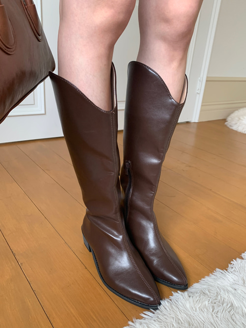 WESTERN DAILY LONG BOOTS (IVORY, BROWN, BLACK 3COLORS!)