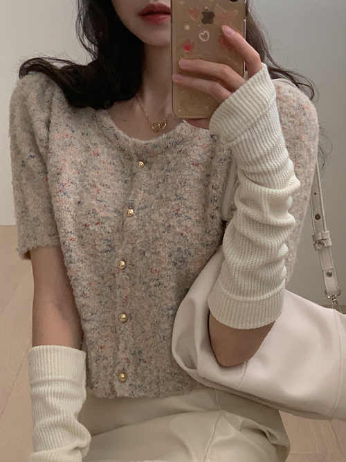 CANDY PUFF KNIT CARDIGAN TOP(CREAM, PINK, BRICK, BLUE GREEN 4COLORS!)