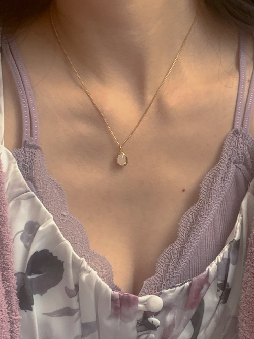 PASTEL STONE GOLD CHAIN NECKLACE(IVORY, PINK 2COLORS!)