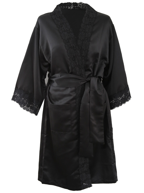 ❀FEMMEMUSE ROSE❀ {LIMITED COLLECTION} FEMME ROMANTIQUE LACE ROBE CARDIGAN(BLACK)