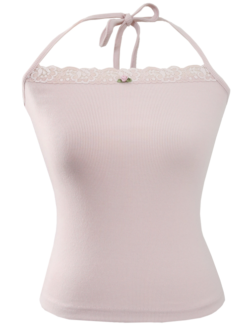 ❀FEMMEMUSE ROSE❀BIJOU ROSE HALTER TOP(PINK)