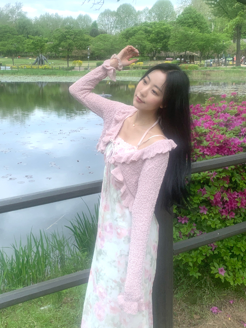 Floral Shirring Maxi Dress(Pink)
