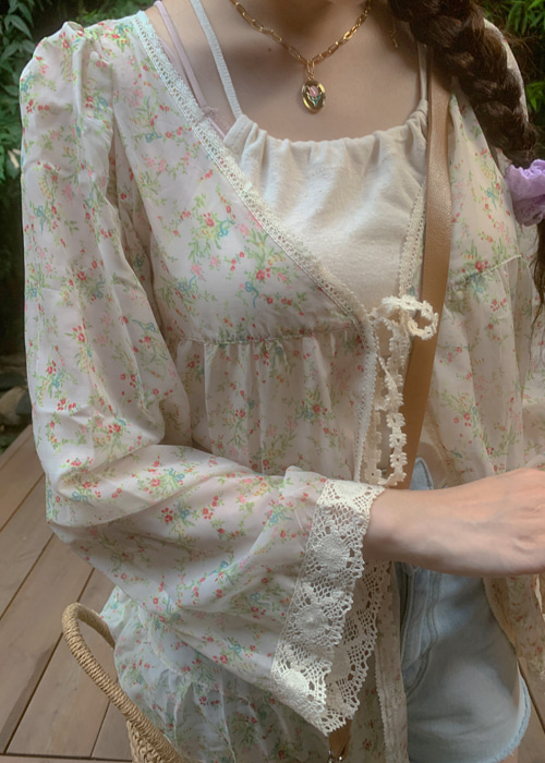 FLORAL LACE ROBE CARDIGAN