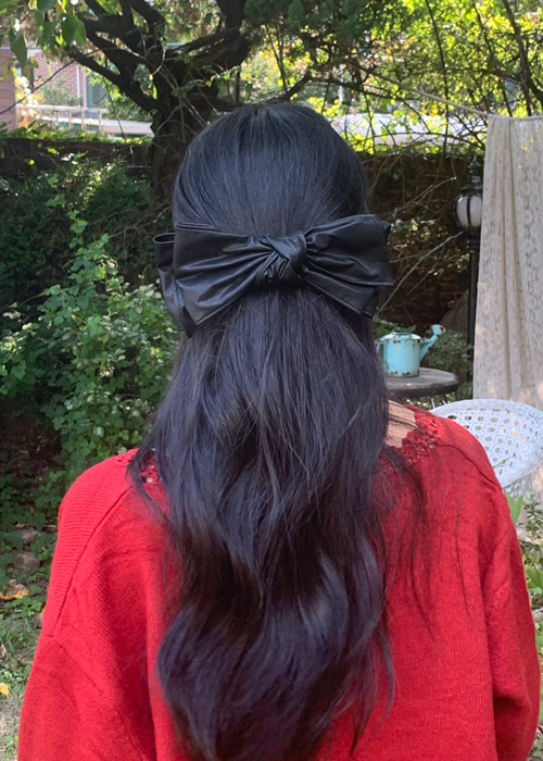 LETHER RIBBON HAIR PIN(BEIGE, CAMEL, BLACK 3COLORS!)
