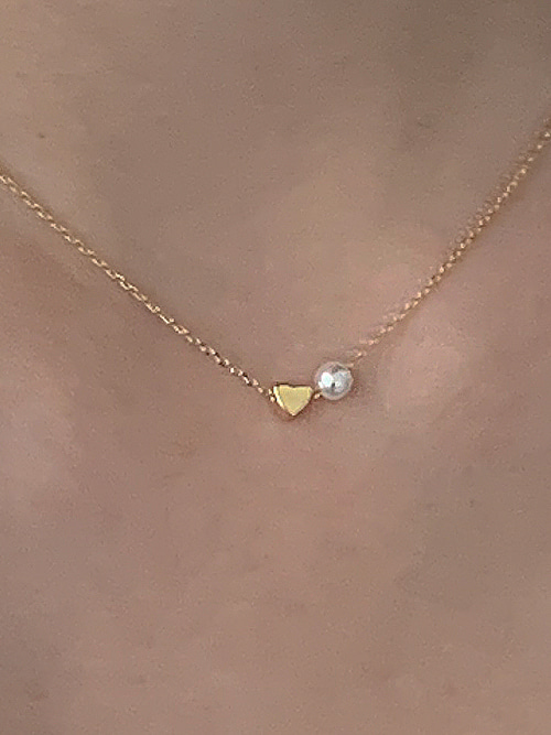 ASHLEY HEART PEARL NECKLACE(SLIVER, GOLD 2COLORS!)