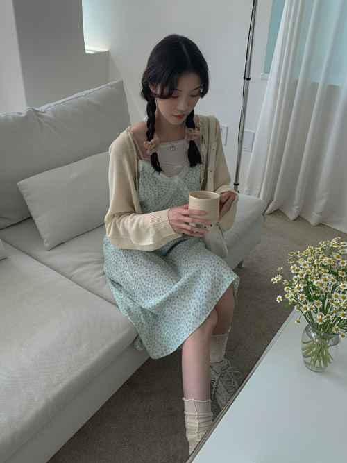 Creamy Floret Lace Slip Long Dress(3Colours)