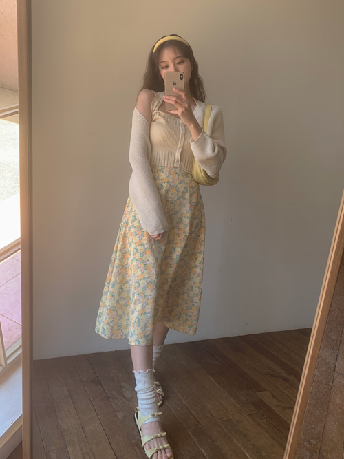 ZELDA FLORAL LONG SKIRT(YELLOW, PINK, SKYBLUE 3COLORS!)