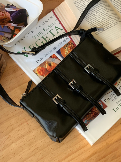 BELTED SQUARE MINI BAG(GREEN, SILVER, BLACK 3COLORS!)