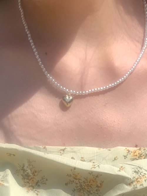 HEART PEARL NECKLACE(SILVER, GOLD 2COLORS!)