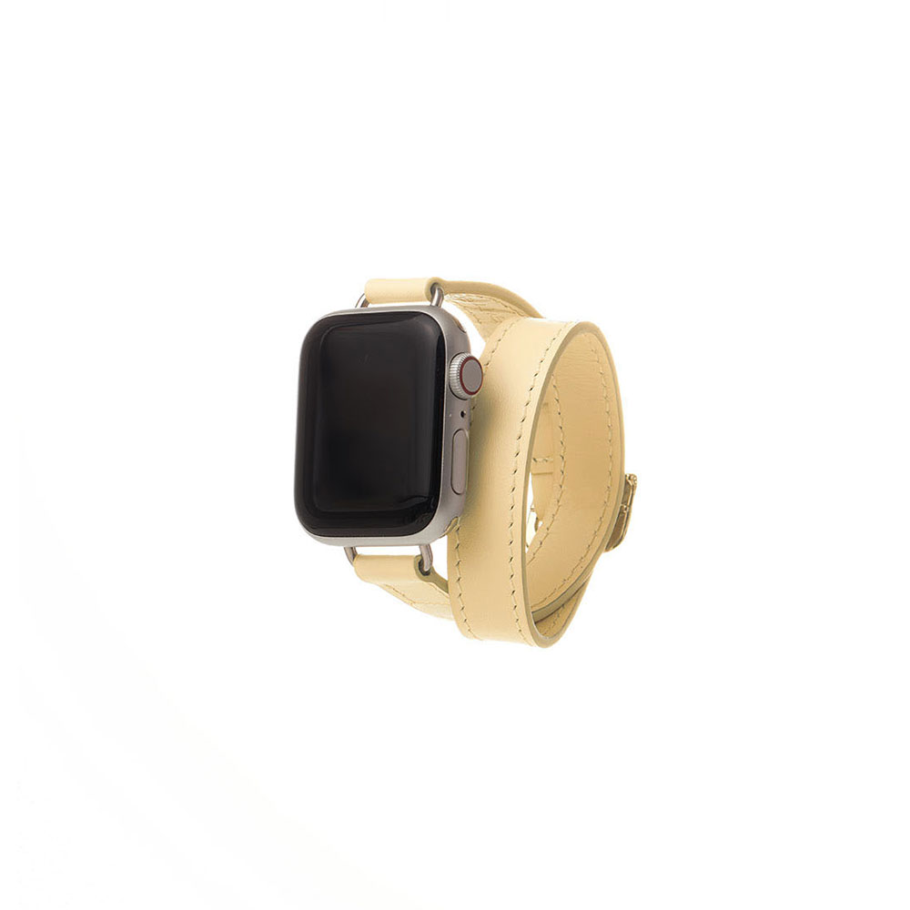 LEATHER APPLE WATCH 40mm DOUBLE STRAP - TINT YELLOW
