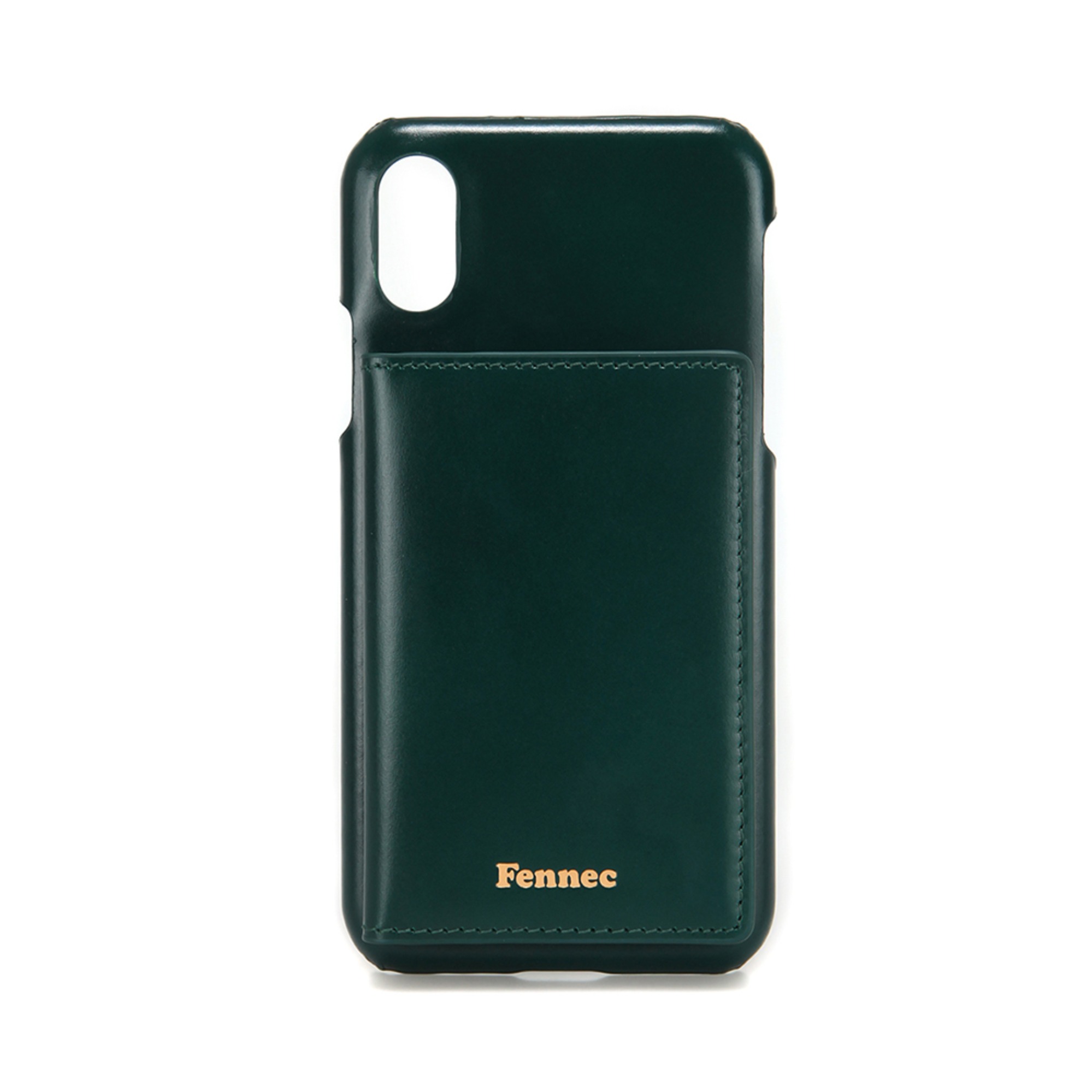 LEATHER iPHONE POCKET CASE - MOSS GREEN (실버로고)