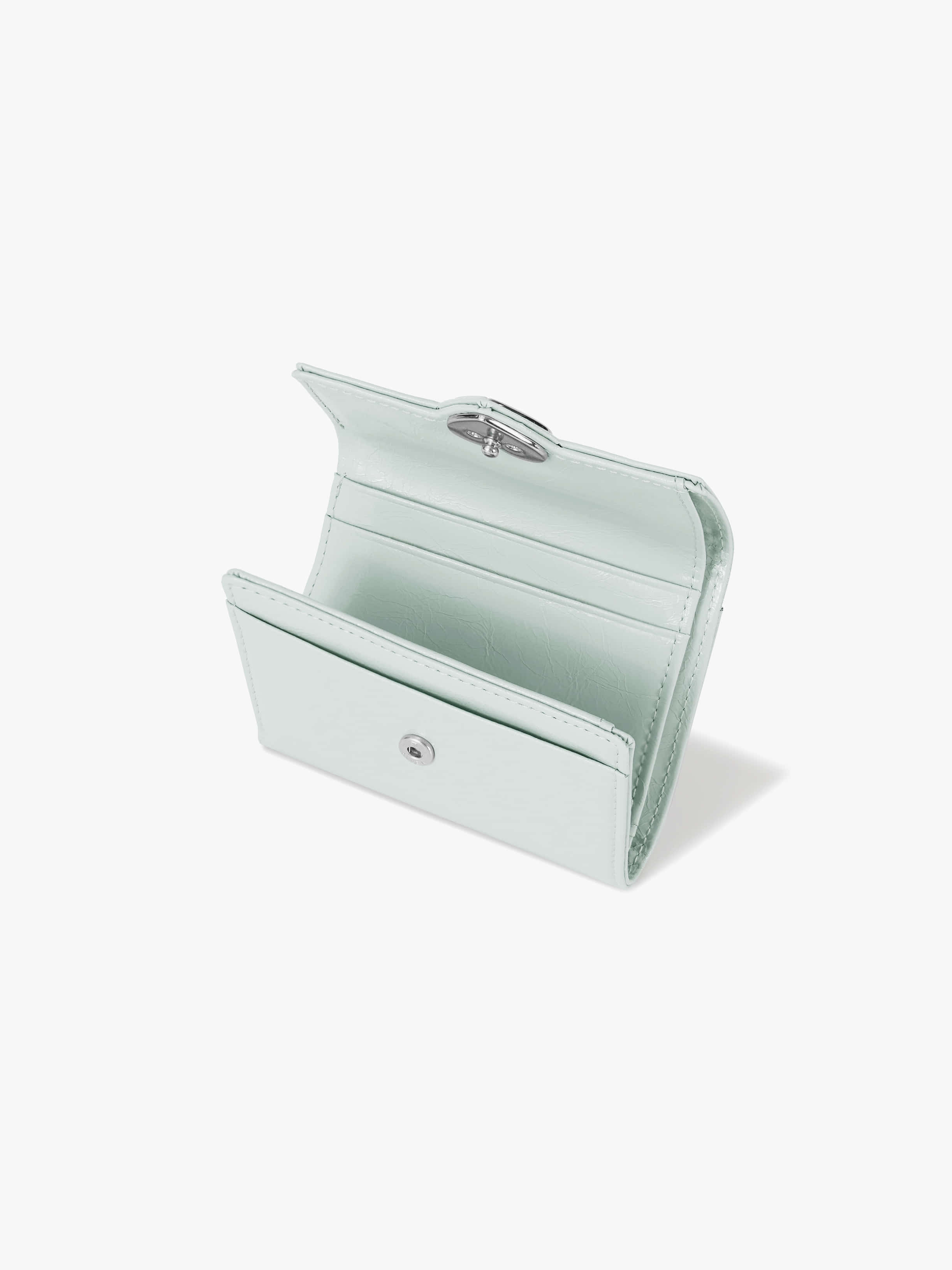 折りたたみ財布 Fennec TRIANGLE SLIT CARD HOLDER PALE MINT FNFCW01PMF CRINKLE SOFT CARD CASE - SILVER - Fennec