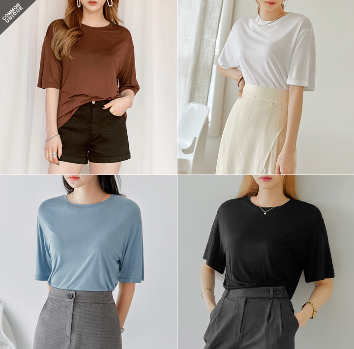 [TOP] MONOP RAYON ROUND NECK 1/2 T