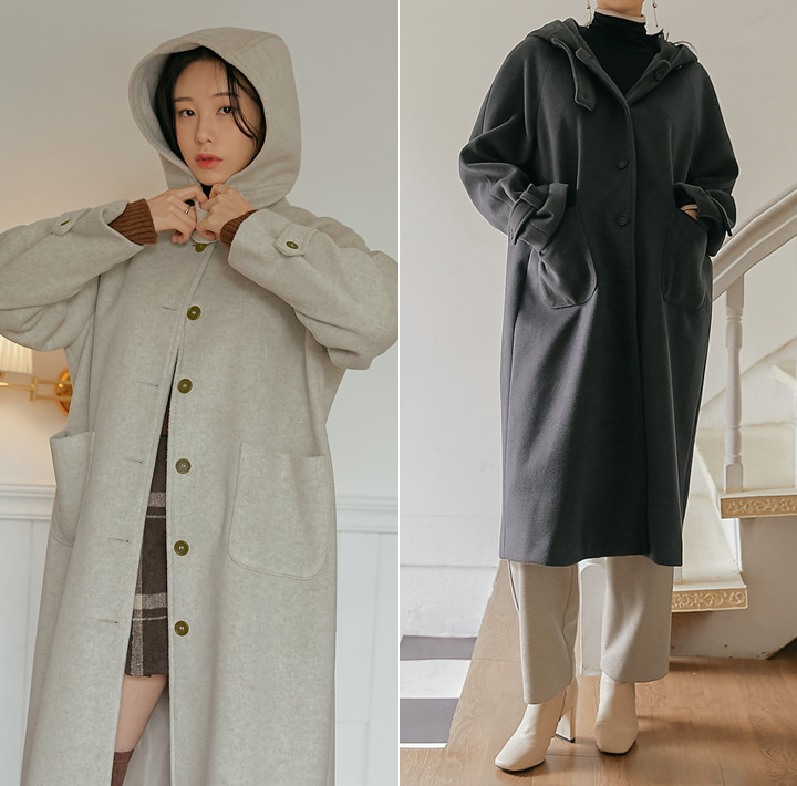 [OUTER] MINIMAL WOOL HOOD COATCOLLABORATION WITH 레터프롬문WITH CELEBRITY _ 미연((여자)아이들) 착용