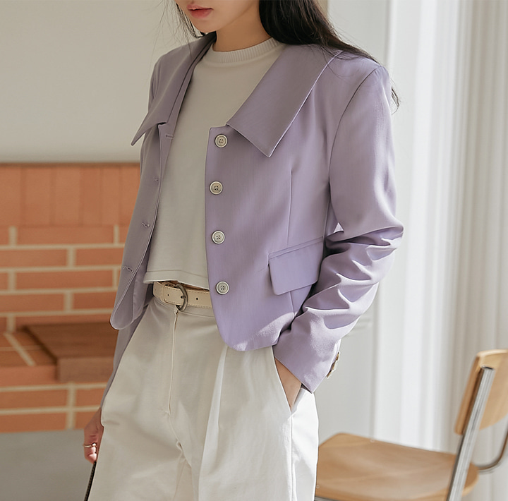 [OUTER] DELPIN WIDE COLLAR CROP JACKET