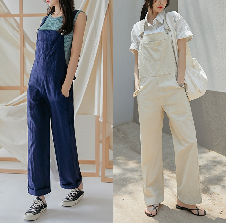 [BOTTOM] DEVIN NYLON LONG OVERALL PANTS  WITH CELEBRITY _ 한지민 착용
