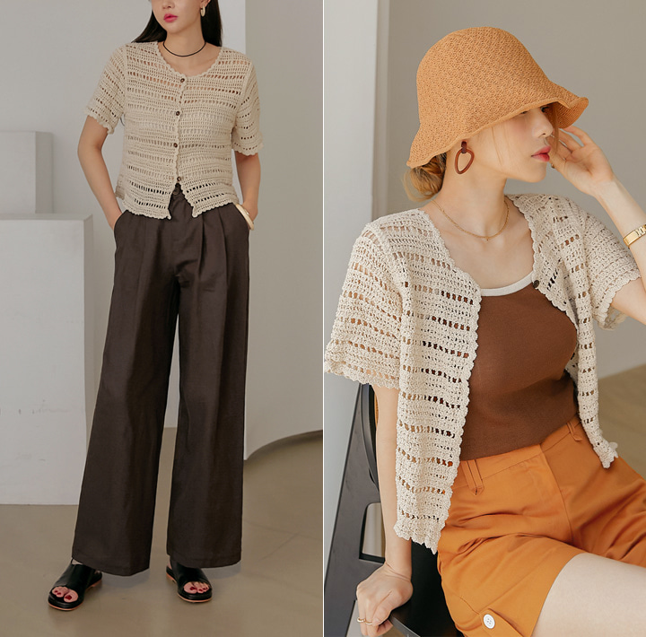 [OUTER] TOMS PUNCHING 1/2 KNIT CARDIGAN