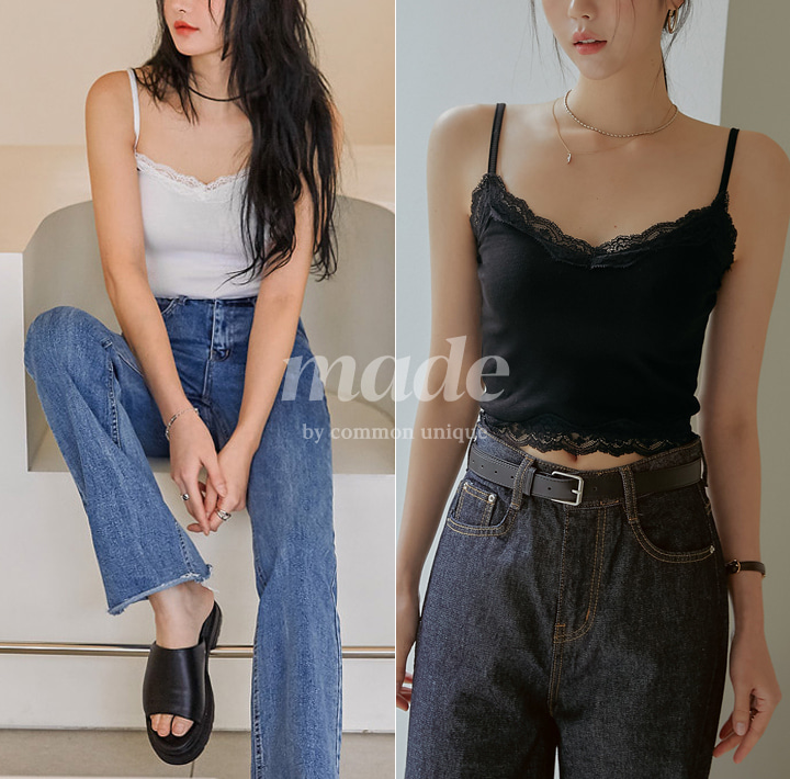 [TOP] LACE CROP SLEEVELESS