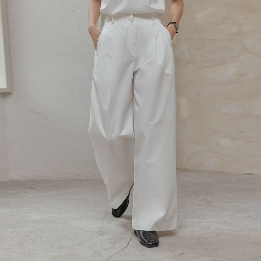 ACOVER★22AW★Pintuck Cotton Wide Pants Plush Wide Leg Pintuck Trackpant