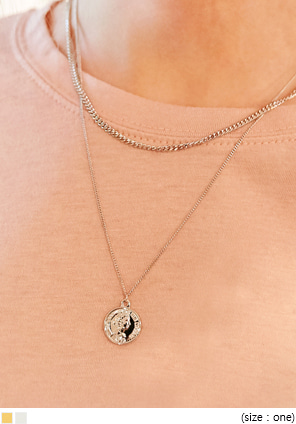 [JEWELRY] COIN 2 CHAIN LAYERED NECKLACE