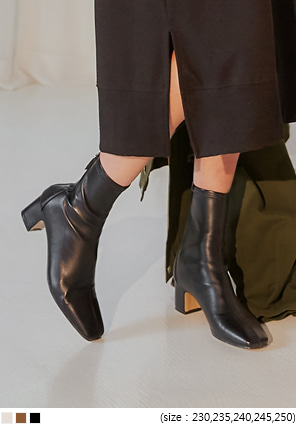 [SHOES] SLIM SQUARE TOE ANKLE BOOTS