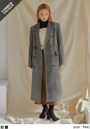 [OUTER] WOOL 50% CHECK LONG COAT - 2 TYPE