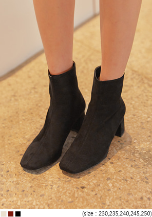 [SHOES] REMEN SUEDE SQUARE ANKLE BOOTS