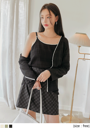 [OUTER] NITO LACE OPEN CARDIGAN SET