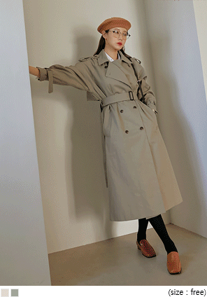 [OUTER] HOBY BELT DOUBLE TRENCH COAT