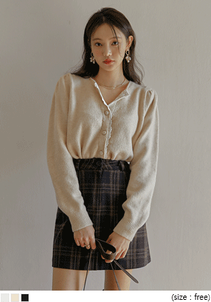 [OUTER] MELLOZ LACE PUFF KNIT CARDIGAN