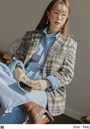 [OUTER] MOIA WOOL CHECK SINGLE JACKETWITH CELEBRITY _  허영지 착용