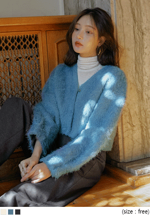 [OUTER] ROMANY CROP FUR KNIT CARDIGAN